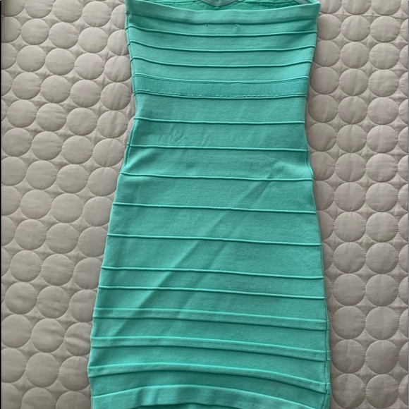 Light turquoise mini bandage dress - Picture 2 of 3